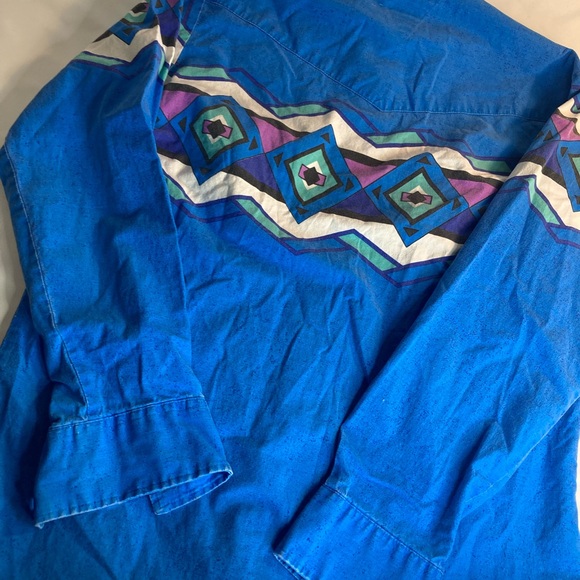 Vintage Roper blue Western Aztec Shirt USA Made - XL - Picture 4 of 5